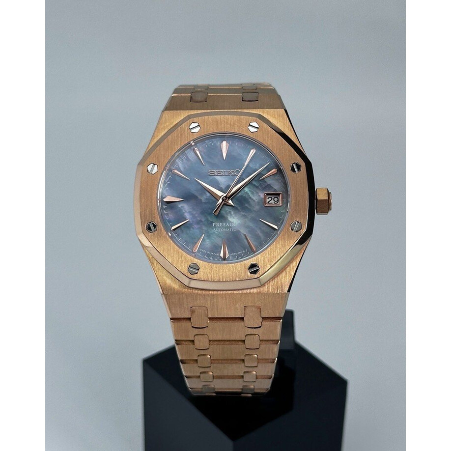 Custom Seiko Mod • Mermaid Pearl Rose Gold AP • 39mm